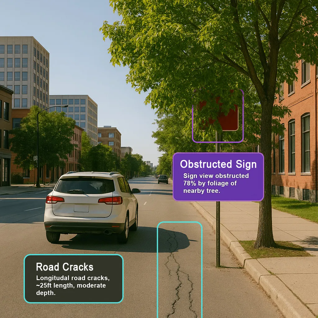 OptikHAL AI vision detecting city infrastructure issues